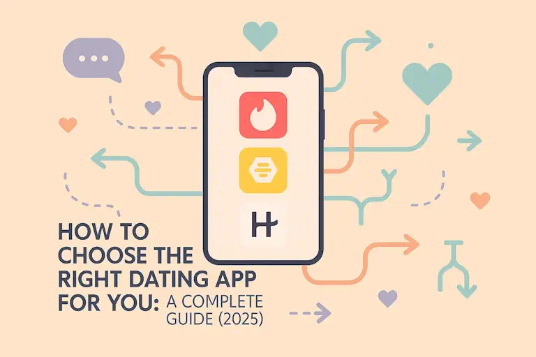 Various dating apps on a smartphone with colorful UI elements